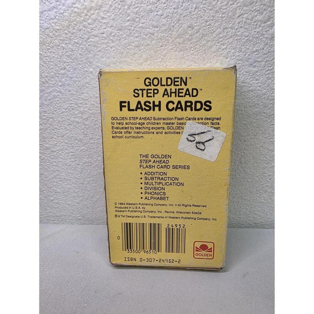 1984 Vintage Golden Step Ahead Subtraction Flash Cards Math Learning Set Retro